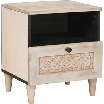 Noční stolek VidaXL Noční stolek Béžová 40 x 33 x 46 cm masivní mangovníkové dřevo