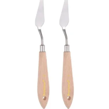 QUARKZMAN 2dílná malířská špachtle č. 8 z nerezové oceli se špičatou špachtlí a bukovou rukojetí na