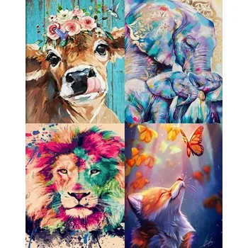 Diamantové malování LORIOSKE diamantová malba pro dospělé, 4 kusy 5D diamantová malba dětské obrázky příslušenství