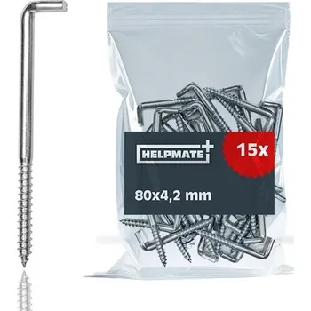 HELPMATE – Rovné šroubovací háky 80x4,2x29x21 mm – Pozinkovaná ocel – 15 kusů – Háky k upevnění na