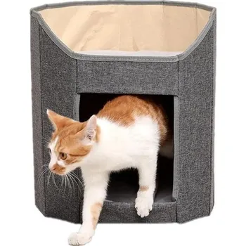 Bouda pro psa Skládací pelíšek do kočičí jeskyně, pelíšek do psího domečku pro domácí mazlíčky s protiskluzovým