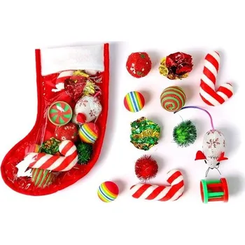 Hračka pro psa Vánoční punčocha pro kočky Highland Farms Select, plněná, 12 balení