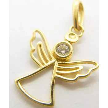 Přívěsek Klenoty Budín Dámský zlatý přívěsek se zirkonem andělíček 585/0,54gr HK3279 (Klenoty Budín Dámský zlatý přívěsek se zirkonem andělíček 585/0,54gr HK3279)