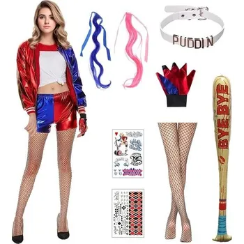 Karnevalový kostým Kostým Harley Quinn Alaiyaky Quinn, karnevalový kostým, dámský, Quinn, kostým s bundou, tričkem,
