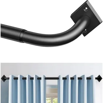 Garnýž PeSenp Záclonová tyč 85-228 cm - Výsuvná záclonová tyč, černá - Průměr 25 mm, záclonová tyč, černá,