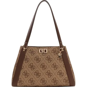 Módní doplněk Guess kabelka s potiskem Guess hnědá | krémová 3502643