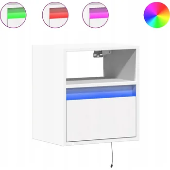 Noční stolek Závěsné noční stolky s LED, 2 ks, bílé