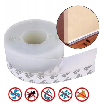 Stavební výplň Těsnění do oken a dveří 4 metry, silikonová průhledná páska, samolepicí