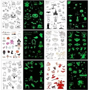 HOWAF Halloweenské tetování pro děti, Halloweenské dočasné tetování, svítící halloweenské tetování
