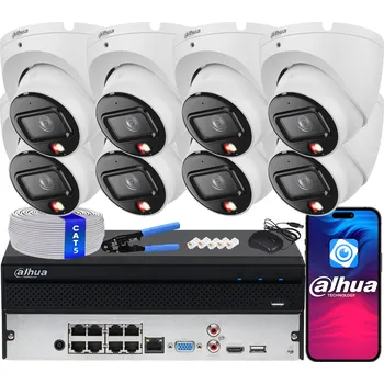 IP kamera Sada IP monitoringu 8x IPC-HDW1839T-A-IL Smart Dual Light 8.3Mpx 4K DAHUA