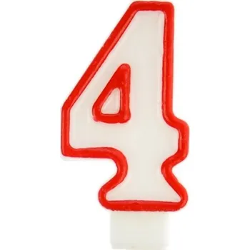 Svíčka Svíčka ve tvaru číslice č. 4 červená