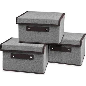 Úložný box Sada 3 úložných boxů Uootach, skládací úložné boxy s víky, látkový box 25 cm * 19 cm * 16 cm,