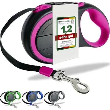 Vodítko pro psa DOMOPRIMA flexibilní vodítko pro psy 5 metrů, 3 velikosti (S, M, L), 4 barvy (šedá, modrá, zelená,