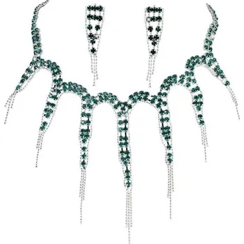 Souprava šperků JJDreams Sada šperků s kamínky pro ženy, třpytivý náhrdelník, stříbrné náušnice, zavěšené s