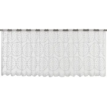 Prostěradlo Elbersdrucke Bistro závěs Circolo 00 bílá průhledná 45x160 cm kavárenský závěs krátký do kuchyně