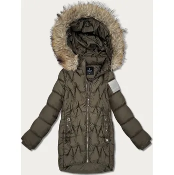 Dámská zimní bunda v barvě khaki s kapucí Goodlookin (KK60564) odstíny zelené XL (42)