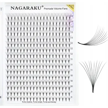 Umělé řasy Řasy NAGARAKU předpřipravené trsy 6D 0,07 C MIX 9-14 mm 320 kusů 16 proužků