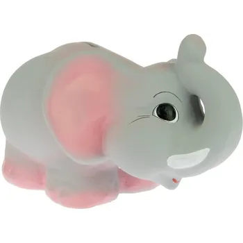 Pokladnička Pokladnička slon s chobotem šedorůžový 30 cm (Pokladnička ve tvaru troubícího slona)