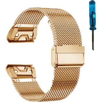 Příslušenství k chytrým hodinkám Kovový řemínek EasyFit/QuickFit 22 mm na Garmin watch Rosegold