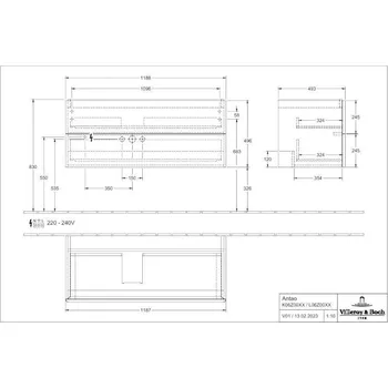 Koupelnový nábytek Villeroy & Boch Antao skříňka pod umyvadlo 78,8x50,4 cm, 2x zásuvka, Black Matt Lacquer (K04000PD)