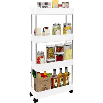 regál Regál na kolečkách Gockowiak bílý, plast, 4 police, matný