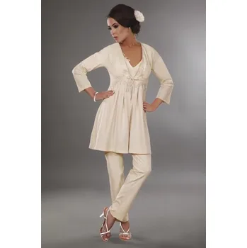 Dámský župan Livia Corsetti dámský župan do půlky stehen bez kapuce ecru, velikost M