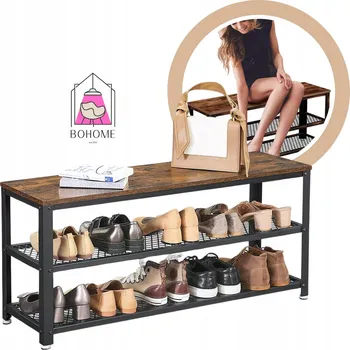 Botník Botník s sedákem BoHome 100 x 45 x 30 cm černý