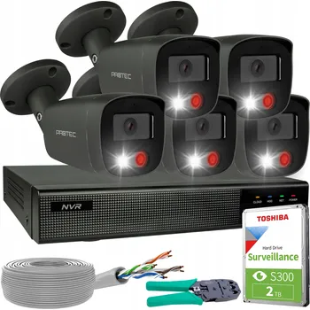 IP kamera Kompletní monitorovací sada 5 kamer 4K 8Mpx IP PoE grafitové barvy s HDD 2TB
