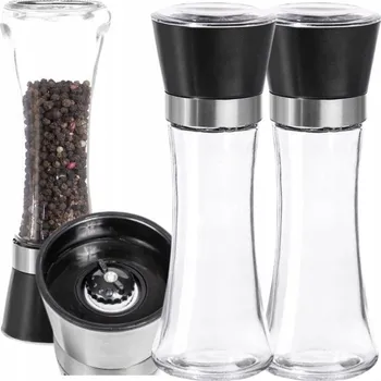 Kuchyňský mlýnek RUČNÍ MLÝNEK na pepř, sůl, koření, mletí, skleněná sada 200 ml 2 ks