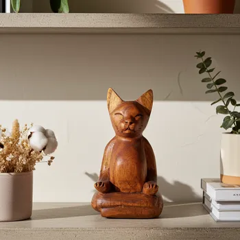 Kočka soška meditace 2 / Dřevo