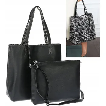 Kabelka Dámská oboustranná nákupní taška 2v1 A4 kabelka přes rameno módní 9932 Černá