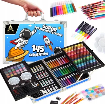 Výtvarná sada SADA NA MALOVÁNÍ PRO DĚTI Dívčí Umělecká Plastická KUFŘÍK 145 dílů