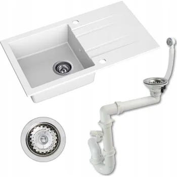 Granitový dřez Jednokomorový granitový dřez Moderno Porto bílý