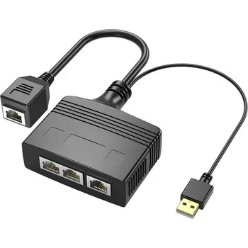 Switch RIIEYOCA 1 až 3 portový RJ45 ethernetový rozbočovač, 8jádrový 100Mbps vysokorychlostní LAN síťový