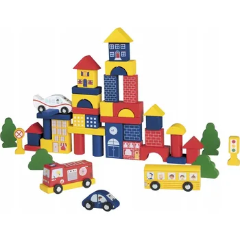 Dřevěná hračka PLAYTIVE Dřevěné stavebnice 50 elementów Město