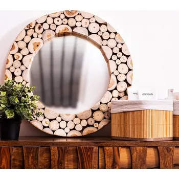 Zrcadlo Zrcadlo, kulaté, dřevěné, 50 cm