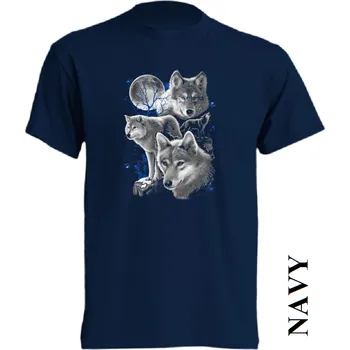 Pánské tričko levne-bavlnene-tricko-potisk-vlci-ve-smecce Barva: Navy - tmavě modrá, velikost: 5XL