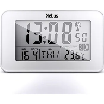 Budík Digitální bezdrátový budík Mebus bílý