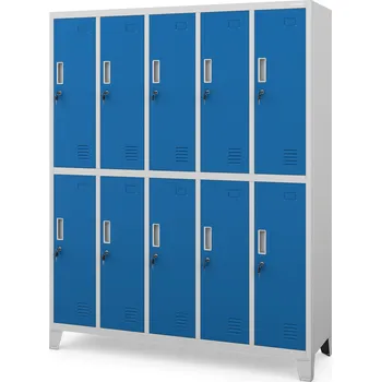 Šatní skříň Šatní skříň s 10 boxy šedo-modrá: BARTEK, 1360 x 1720 x 450 mm