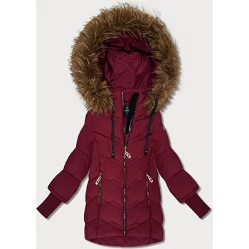 Dámská bunda Dámská zimní bunda ve vínové bordó barvě s úpletovými stahovacími lemy (KK60616) odstíny červené XXL (44)