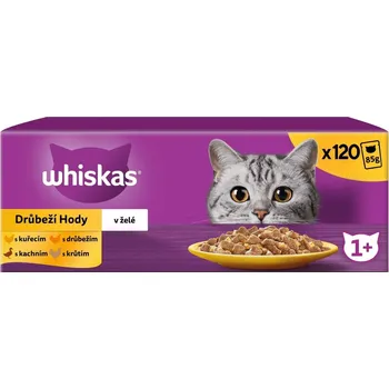 Whiskas Adult kapsička drůbeží hody v želé kuře/kachna/krůta Krmivo pro kočku Whiskas Adult kapsička drůbeží hody v želé kuře/kachna/krůta
