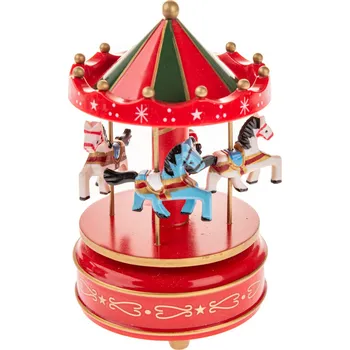 Hrací strojek Hrací kolotoč s koníky GAS2415 červený