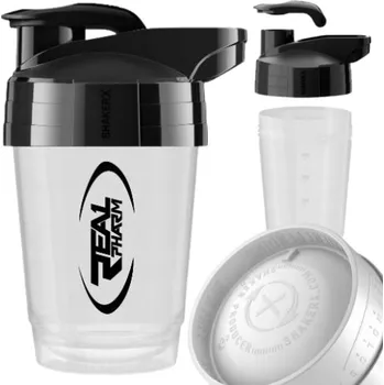 SHAKER nepropustný na proteinové nápoje lahev na pití bílá Real Pharm Shaker X 400ml