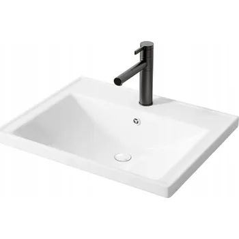 Umyvadlo Keramické umyvadlo bílé obdélníkové zapuštěné do desky 52 x 41 cm