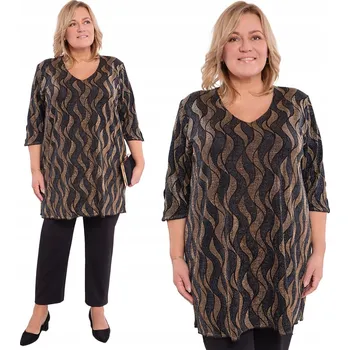 Dámská tunika Černo-zlatá lesklá tunika velikost 48/50