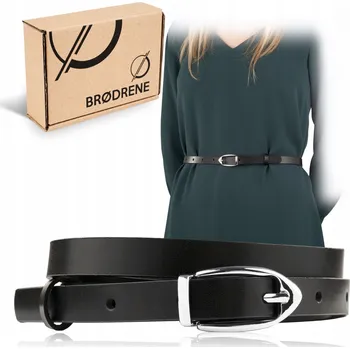 Opasek Stylový Černý Kožený Pásek Brodrene k Šatům a Dámským Kalhotám 110 cm