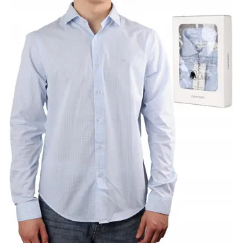 Pánské tričko Calvin Klein pánská košile ležérní s dlouhým rukávem střih regular bavlna velikost L