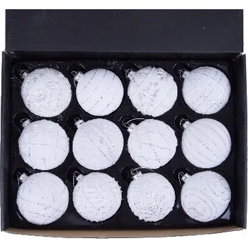 Vánoční ozdoba Ozdoba koule, bílá, V, box, box s 12-ti kusy|Ego Dekor