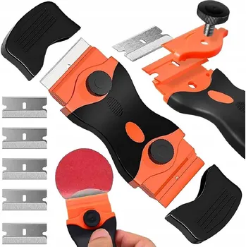 Kuchyňská škrabka OBOUSTRANNÁ ŠKRABKA NA INDUKČNÍ DESKY A SKLA, 6 ČEPELÍ