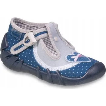 Dívčí bačkory Befado dětské papuče na suchý zip modré, velikost 25